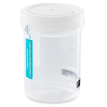 Tite-Rite Container, 90mL (3oz), with Attached White Screw Cap and ID Label, Graduated, STERILE