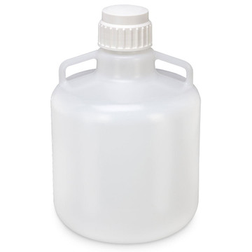 Carboy, Round with Handles, PP, White PP Screwcap, 25 Liter, Molded Graduations, Autoclavable