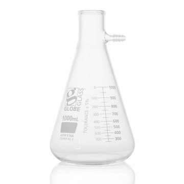 Flask, Filter, Globe Glass, 125mL, Dual Graduations, ASTM E1406, 6/Box