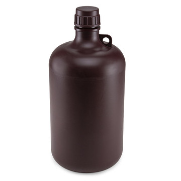 Bottle, Narrow Mouth, Amber PP Bottle, Attached PP Screw Cap, 8 Litres (2 Gallons)