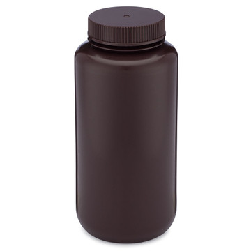 Bottle, Wide Mouth, Round, Amber HDPE with Amber PP Closure, 30mL, Bulk Packed with Bottles and Caps Bagged Separately, 1000/Case