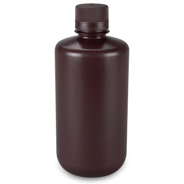 Bottle, Narrow Mouth, Boston Round, Amber HDPE with Amber PP Closure, 125mL, Bulk Packed with Bottles and Caps Bagged Separately, 500/Case