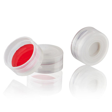 DiamondPure Snap Cap for 2mL Chromatography Vial, Snap Ring Closure, 11mm Finish, Natural Cap, Red PTFE/Silicone Septum