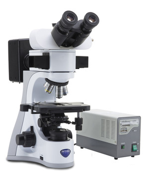 OPTIKA B-510FL - B-510 Trinocular HBO fluorescence microscope, 400x, IOS PLAN F, B&G filter set