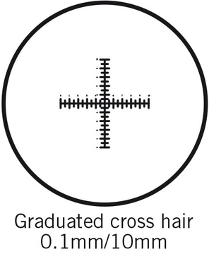 Motic Reticle, bidirectional scale 10mm:100, 25mm diameter
