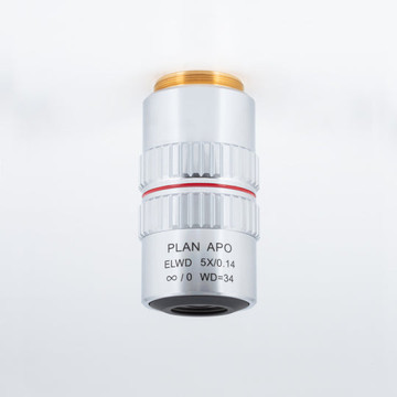 Motic PA53MET/PSM1000 Objective - Plan Apochromat objective ELWD PLAN APO 5X/0.140 (WD=34mm)