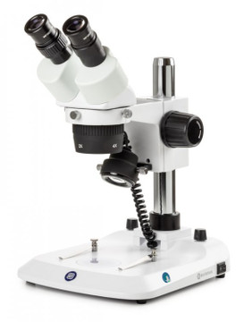 Euromex SB.1402-P Binocular stereo microscope StereoBlue, 2x/4x revolving objective, 20x/40x magnification with ergonomically pillar stand with incident and transmitted LED illumination