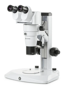 Euromex DZ.1100 DZ stereo zoom 1:10 microscope with 0 to 35° ergo binocular head with EWF 10x/22 eyepieces, 1x objective, magnification from 8x to 80x and large ergonomic LED stand