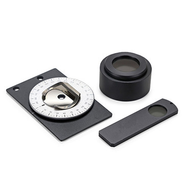 Euromex AE.5155-P Polarization kit with analyzer in slider and small rotating (100 x 65 mm) stage with 2 clamps to place on plain stage of EcoBlue. Polarization filter to place on lamp house