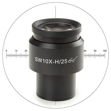 Euromex DX.6010-CM Super wide field SWF 10x/25 mm eyepiece with 10/100 micrometer and cross hair for Ø 30 mm tube for Delphi-X Observer