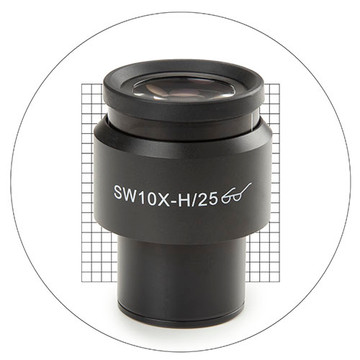 Euromex DX.6010-SG Super wide field SWF 10x/25 mm eyepiece with 20 x 20 square grid reticle. For Ø 30 mm tube for Delphi-X Observer
