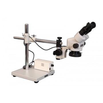 Meiji SMD-5 Binocular Stereo Zoom Microscope with LED Ring Light on Boom Stand for Surface Mount Device Inspection, 7x - 90x Magnification Meiji SMD-5 Binocular Stereo Zoom Microscope with LED Ring Light on Boom Stand for Surface Mount Device Inspection, 7x - 90x Magnification