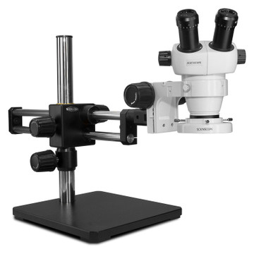 Scienscope ELZ-PK5D-E1, ELZ Stereo Zoom Binocular Microscopes on Dual Arm Boom Stand with LED Ring Light, 7x to 30x Magnification Scienscope ELZ-PK5D-E1, ELZ Stereo Zoom Binocular Microscopes on Dual Arm Boom Stand with LED Ring Light, 7x to 30x Magnification