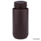 Bottle, Wide Mouth, HDPE Bottle, Attached PP Screw Cap, Amber, 500mL, 12/Pack
