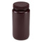 Bottle, Wide Mouth, HDPE Bottle, Attached PP Screw Cap, Amber, 2 Litres (0.5 Gallons)
