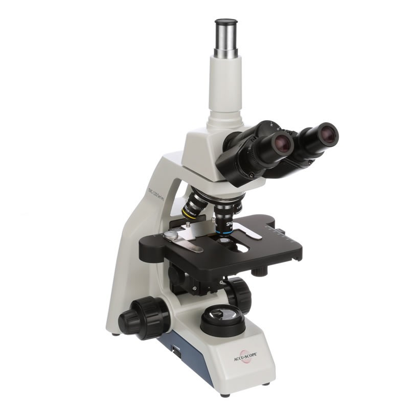 ACCU-SCOPE EXC-123 Trinocular LED Microscope with Achromat Objectives, 1000x Magnification