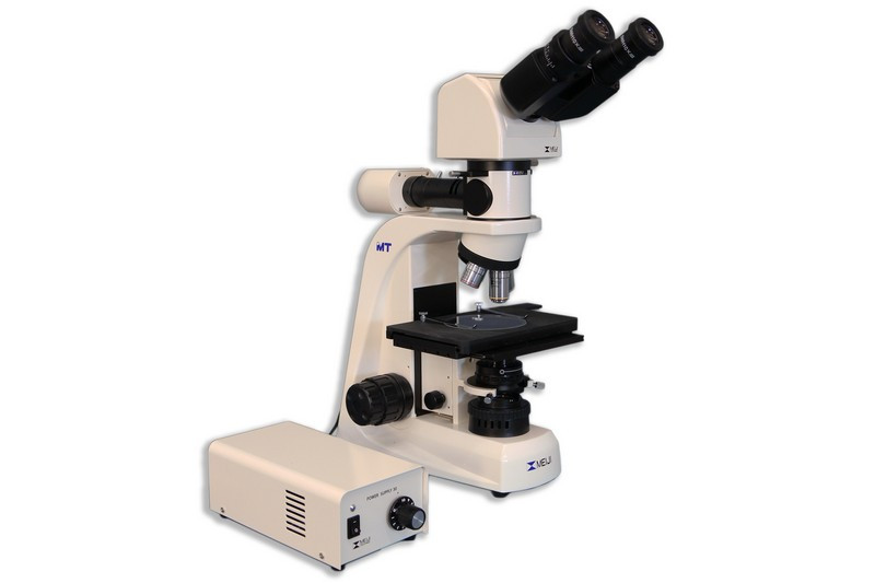 MT8000EH Metallurgical Ergonomic Binocular Upright Brightfield Compound Microscope with Infinity Corrected Plan EPI 5X, 10X, 20X, 50X and Vertical Koehler 6V 30W Halogen Incident or Transmitted Light