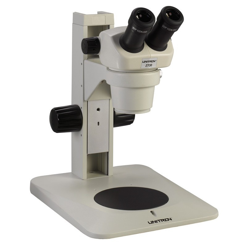 UNITRON 13200 Z730 Binocular Zoom Stereo Microscope on Plain Focusing Stand, 7x - 30x Magnification