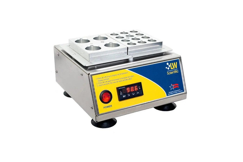 LW Scientific USA Dry Bath Incubator, Digital, Two 4-place 50ml heat blocks, 90-240vAC Adpt