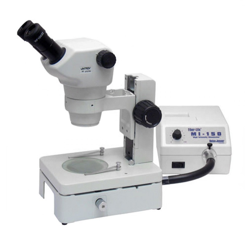 UNITRON 13103-FO Z850 Binocular Stereo Zoom Microscope on Diascopic Stand with Fiber Optic Illuminator