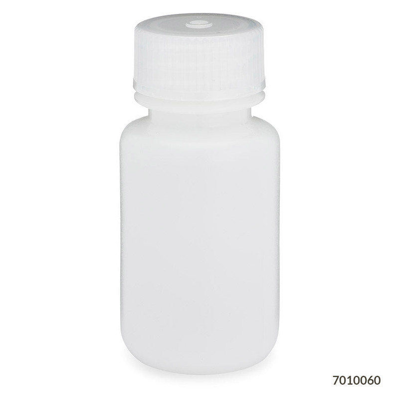 Bottle, Wide Mouth, HDPE Bottle, Attached PP Screw Cap, 60mL, 12/Pack
