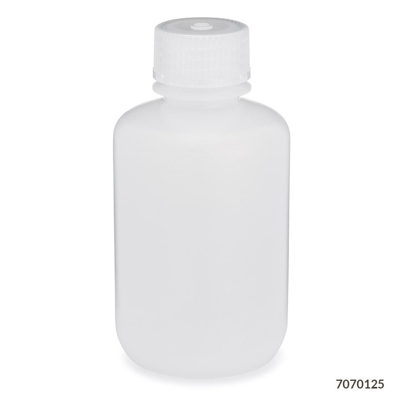 Bottle, Narrow Mouth, LDPE Bottle, Attached PP Screw Cap, 125mL, 12/Pack