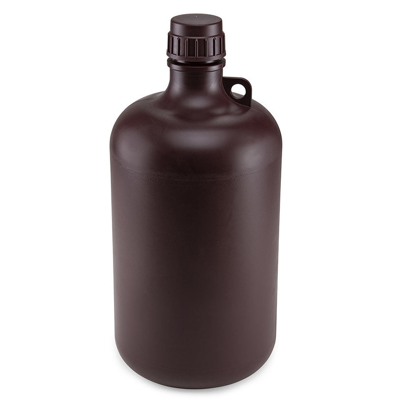 Bottle, Narrow Mouth, Amber PP Bottle, Attached PP Screw Cap, 8 Litres (2 Gallons)