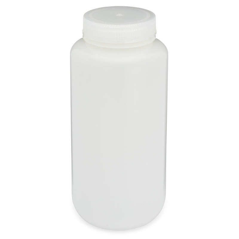 Bottle, Wide Mouth, Round, HDPE with PP Closure, 60mL, Bulk Packed with Bottles and Caps Bagged Separately, 1000/Case