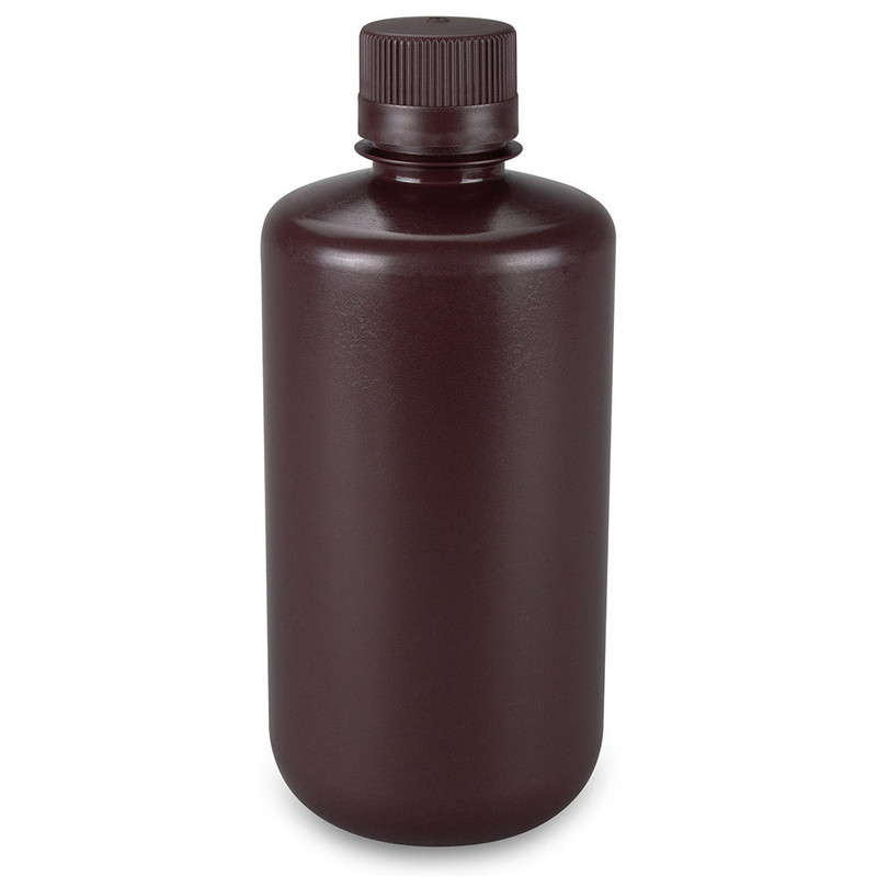 Bottle, Narrow Mouth, Boston Round, Amber HDPE with Amber PP Closure, 30mL, Bulk Packed with Bottles and Caps Bagged Separately, 1000/Case