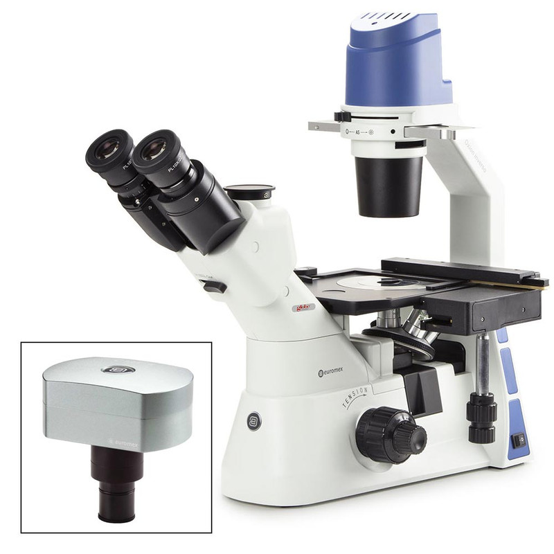 Inverted trinocular microscope with mechanical stage PLPH 10/20/40x, 5W LED and with transportation box
