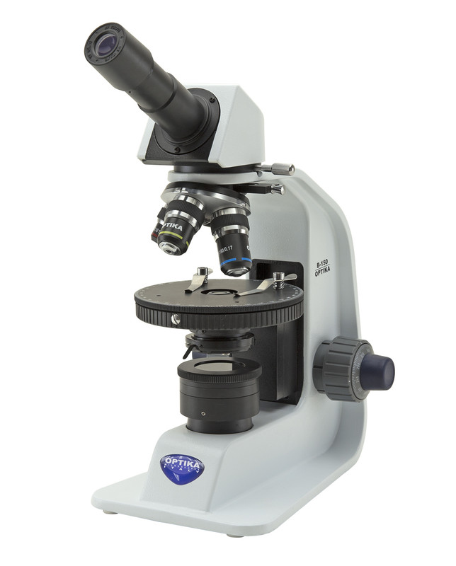 OPTIKA B-150P-MRPL - B-150 Monocular polarizing microscope, 400x, PLAN, rechargeable batteries
