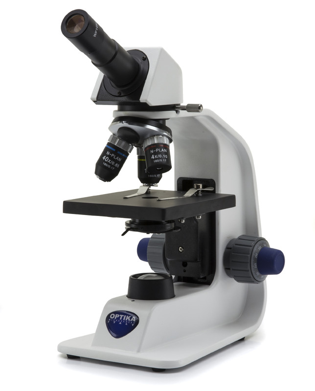 OPTIKA B-151R-PL - B-150 Monocular brightfield microscope, fixed stage, 400x, PLAN, rechargeable batteries