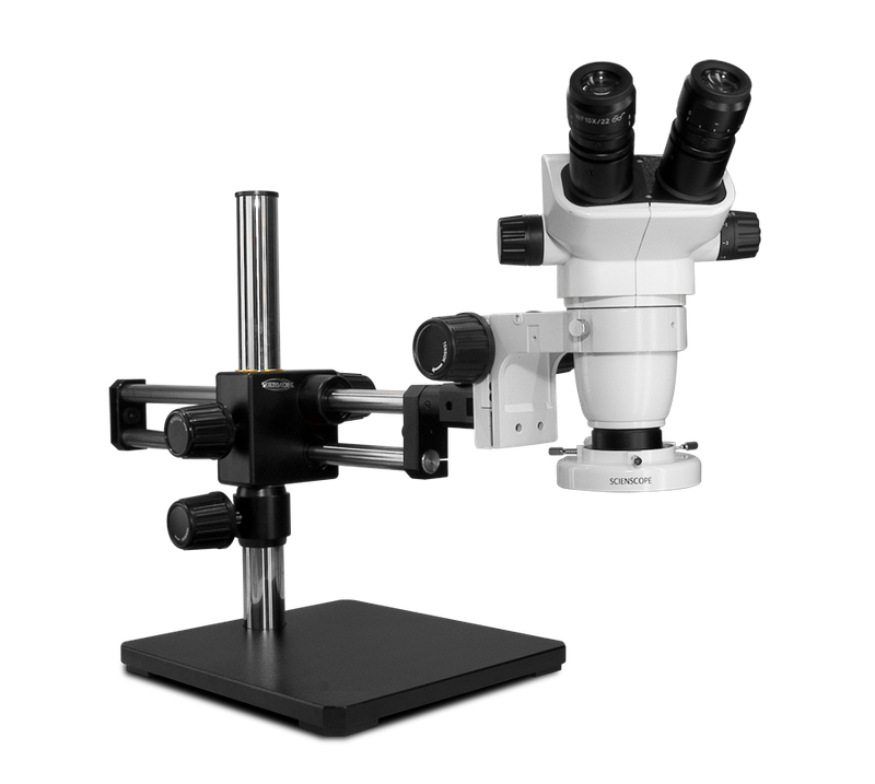 Scienscope SZ-PK1-R3E, SSZ-II Stereo Zoom Binocular Microscope on ErgoPost Stand with High Intensity LED Ring Light, 6.7x - 45x Magnification