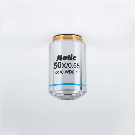 Motic BA310MET Objective - CCIS® LM Plan achromatic objective LM PL 50X/0.55 (WD=8.4mm)