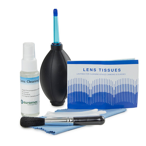 Euromex PB.5275 Cleaning kit: lens fluid, lint free lens tissue/paper, brush, air blower, cotton swabs