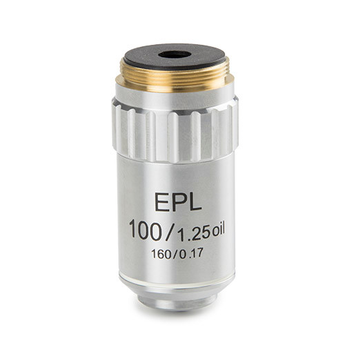 Euromex BS.7100 E-plan EPL S100x/1.25 oil immersion objective. Working distance 0.19 mm
