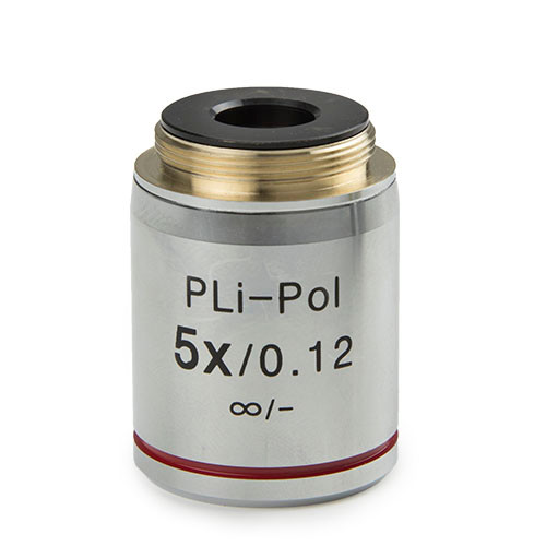 Euromex IS.7905-R Plan strain-free PLPOLi 5x/0.12 IOS objective for iScope reflected polarization, no cover glass correction. Working distance 15.5 mm
