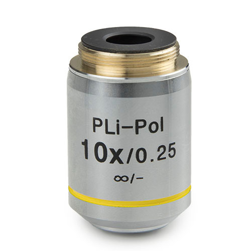 Euromex IS.7910-R Plan strain-free PLPOLi 10x/0.25 IOS objective for iScope reflected and transmitted polarization, no cover glass correction. Working distance 10 mm