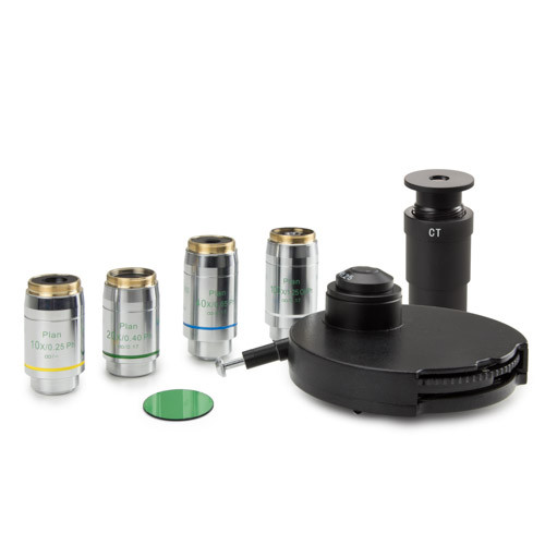 Euromex DX.9126 Phase Contrast Set for Delphi-X Observer complete with Zernike phase contrast condenser, Infinity EIS 60 mm Plan Phase PLPHi 10x/20x/S40x and S100x oil immersion objective. Supplied with telescope for alignment of phase annuli