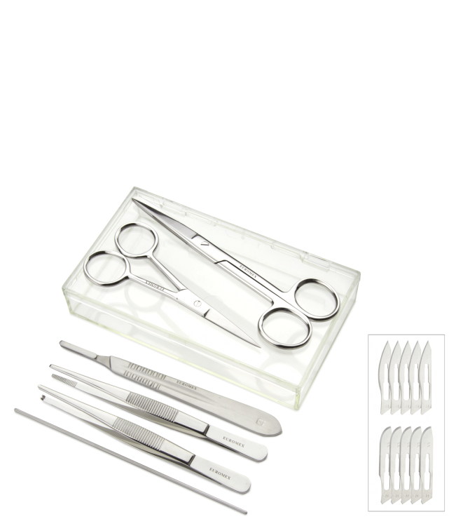Euromex PB.5115 Dissecting set for Koi fish. Consisting of plastic box with forceps with 1 x 2 points PB.5060