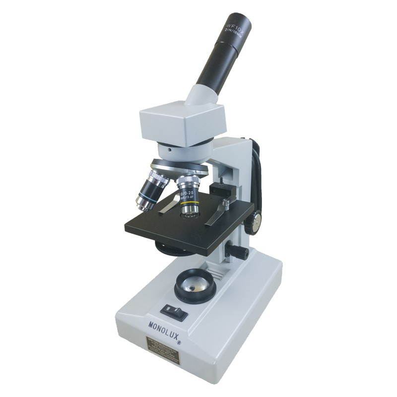 Monolux Inclined Monocular Microscope, Three Objectives, LED