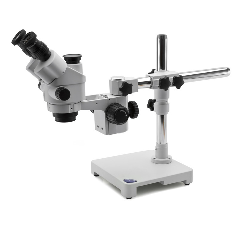 OPTIKA SLX-5 Trinocular Stereo Zoom Microscope on Overhanging Boom Stand, 7x to 45x Magnification