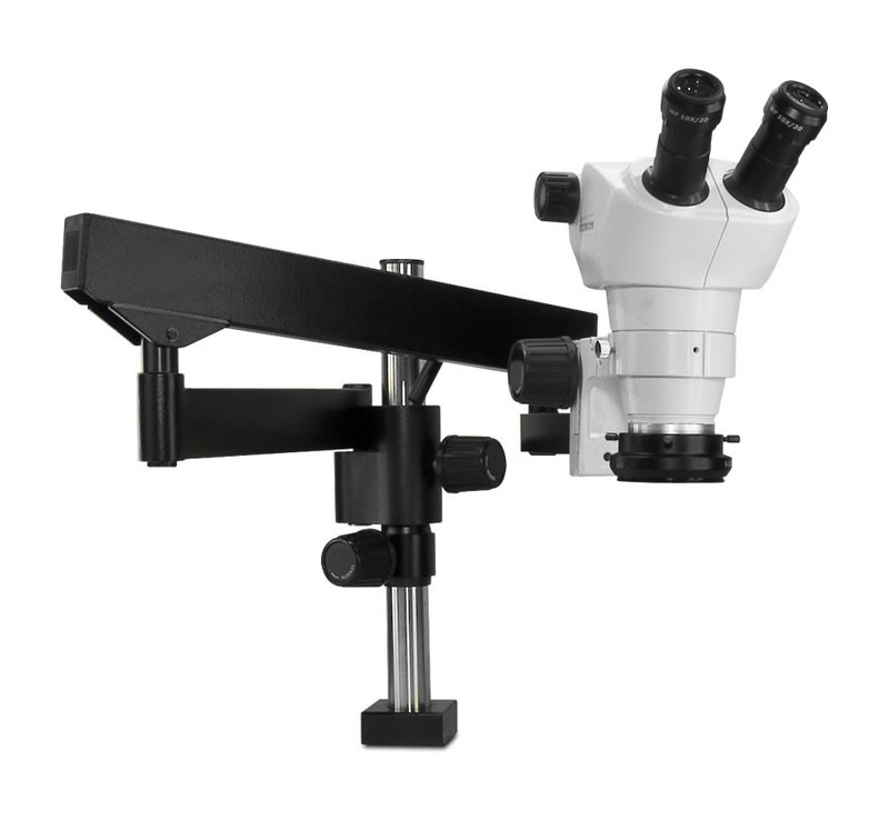 Scienscope NZ-PK3FX-R3, NZ Stereo Zoom Binocular Microscope on Heavy Duty Articulating Arm with LED Ring Light with Polarizer, 8x to 50x Magnification