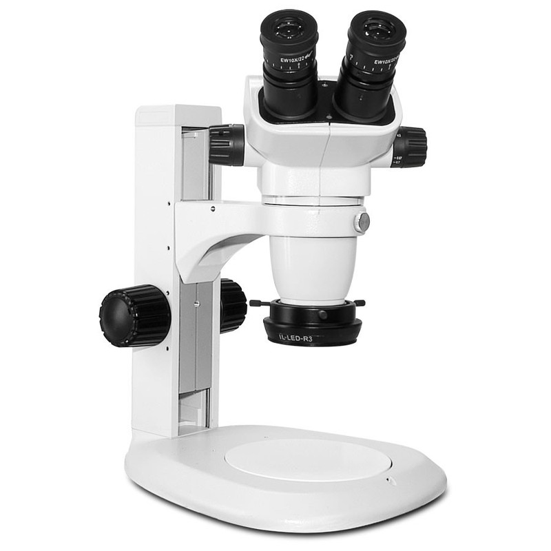 Scienscope SZ-PK2-R3E, SSZ-II Stereo Zoom Binocular Microscope on ErgoTrack Stand with LED Ring Light, 6.7x to 45x Magnification