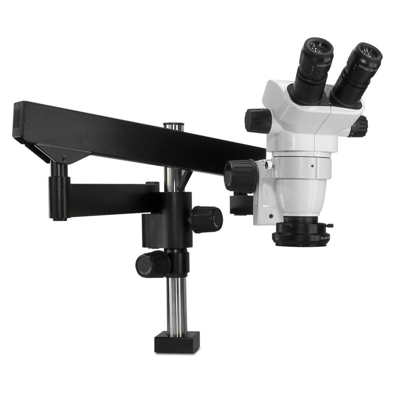 Scienscope SZ-PK3FX-R3E, SSZ-II Stereo Zoom Binocular Microscope on Heavy Duty Articulating Arm with LED Ring Light, 6.7x to 45x Magnification