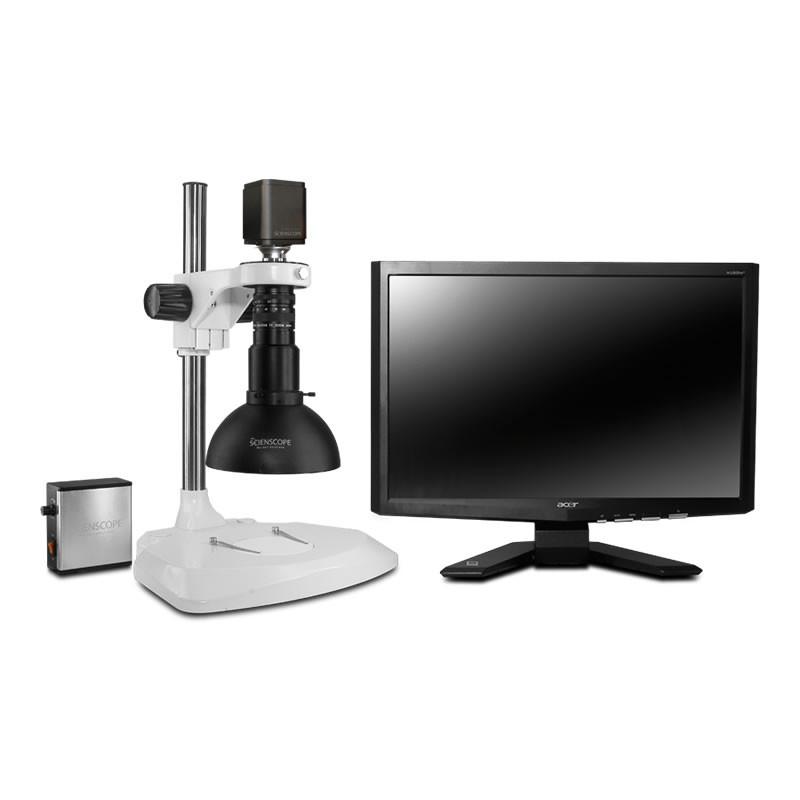 Scienscope MAC-PK1-DM-AF, MACRO Zoom System on Extended Post Stand with 1080p Auto-focus Camera, Diffused LED Dome Light & 23" HD LCD Monitor