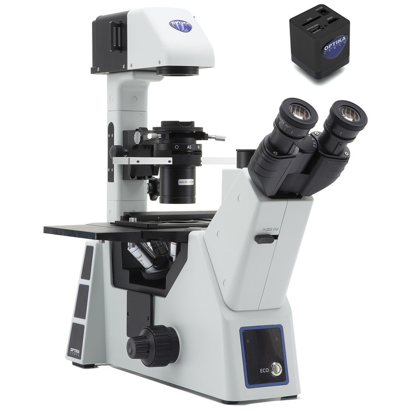 OPTIKA IM-5 Trinocular Digital Inverted Phase Contrast Microscope Package
