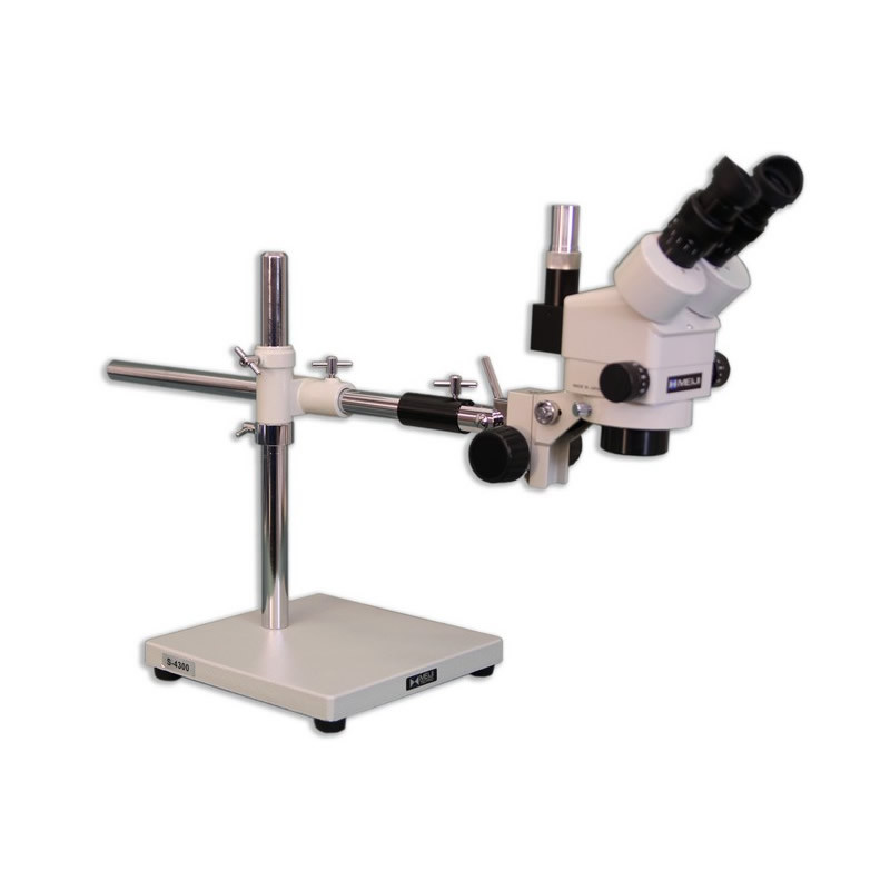 Meiji EMZ-8TR Zoom Stereo Microscope on Boom Stand with Tilting Focus Block, 7x - 45x Magnification