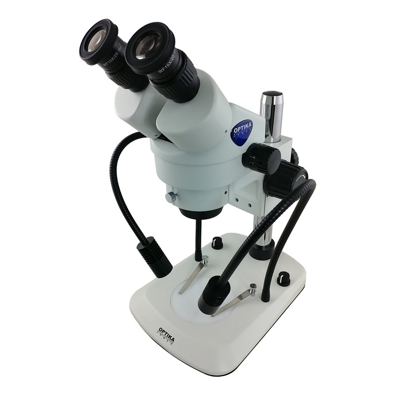 OPTIKA SZM Zoom Stereo Microscope on Pillar Stand with Dual Arm LED Illumination, 7x - 45x Magnification, OPEN BOX