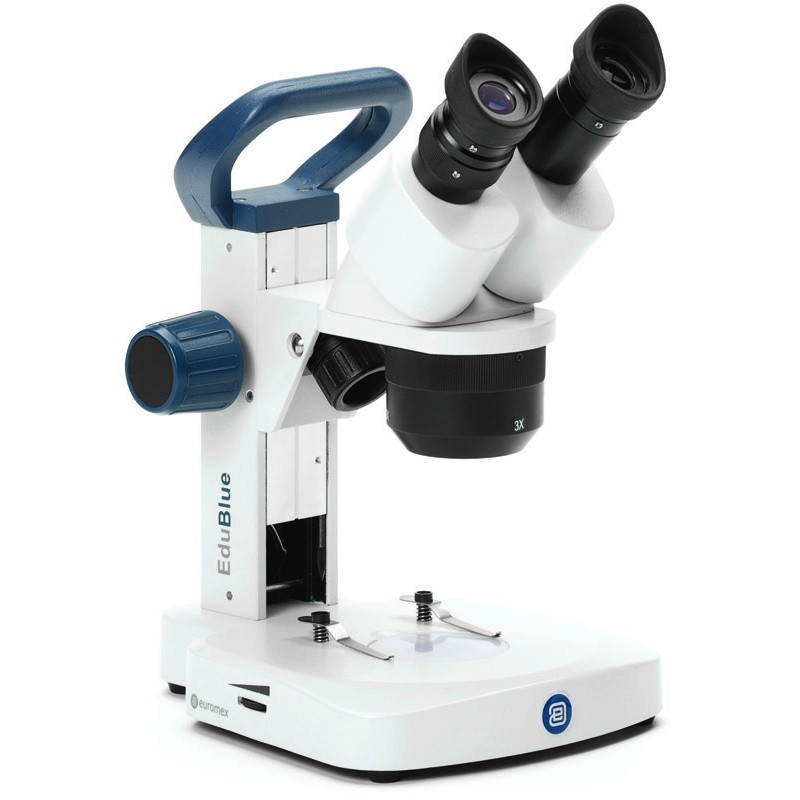 Euromex ED.1302‑S, EduBlue Binocular Stereo Microscope with 1x & 3x Objectives, Rechargeable LED Illumination